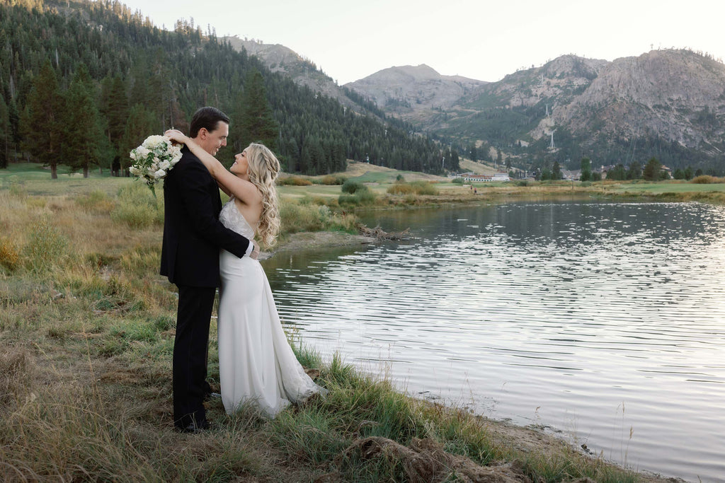 Bride and groom at Everline Resort in Lake Tahoe