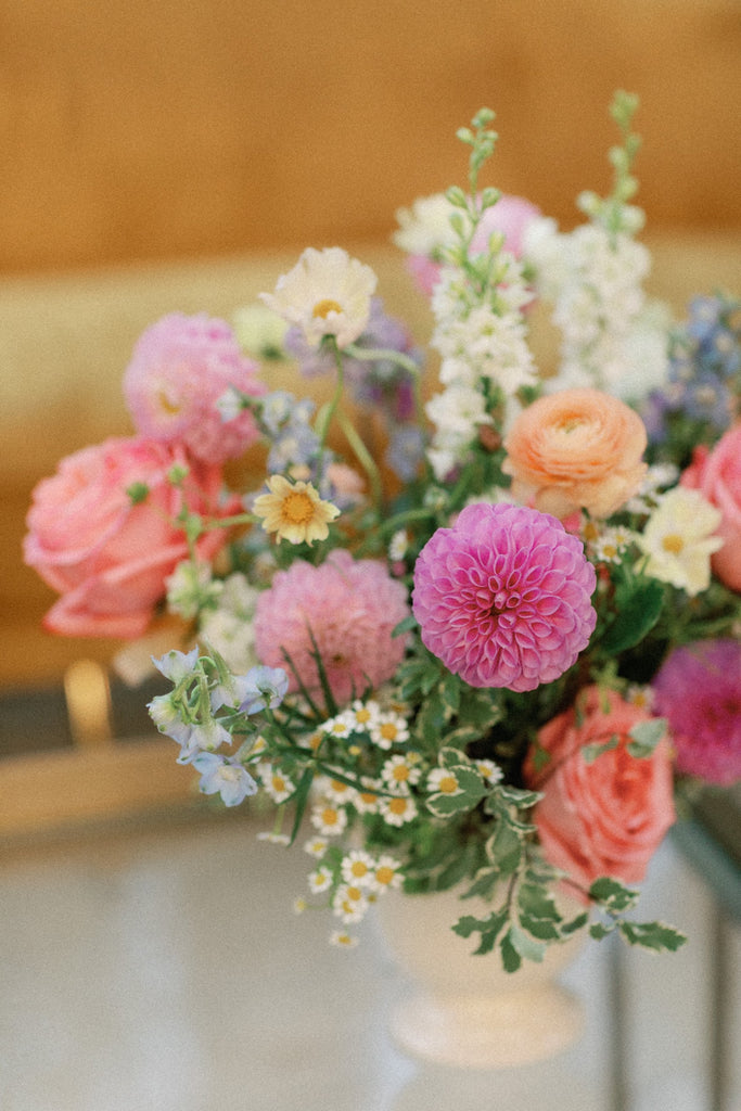 Colorful flowers in a Lake Tahoe wedding
